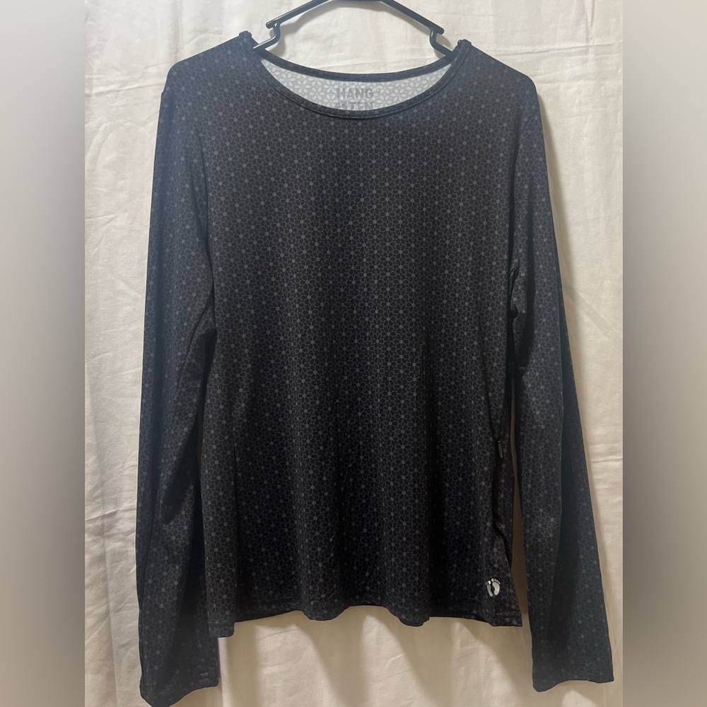 Hang Ten Black Patterned Long Sleeve Women's Top - Picture 2 of 7
